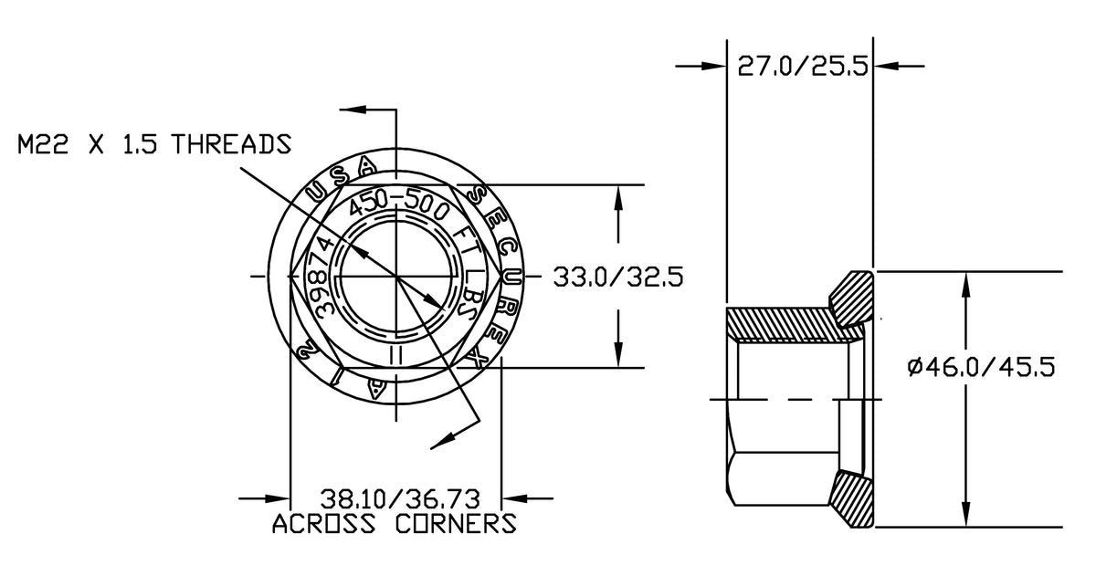 SURE LINE α Genuine Securex Two Piece M22x1.5 Wheel Nut 27mm – Securex
